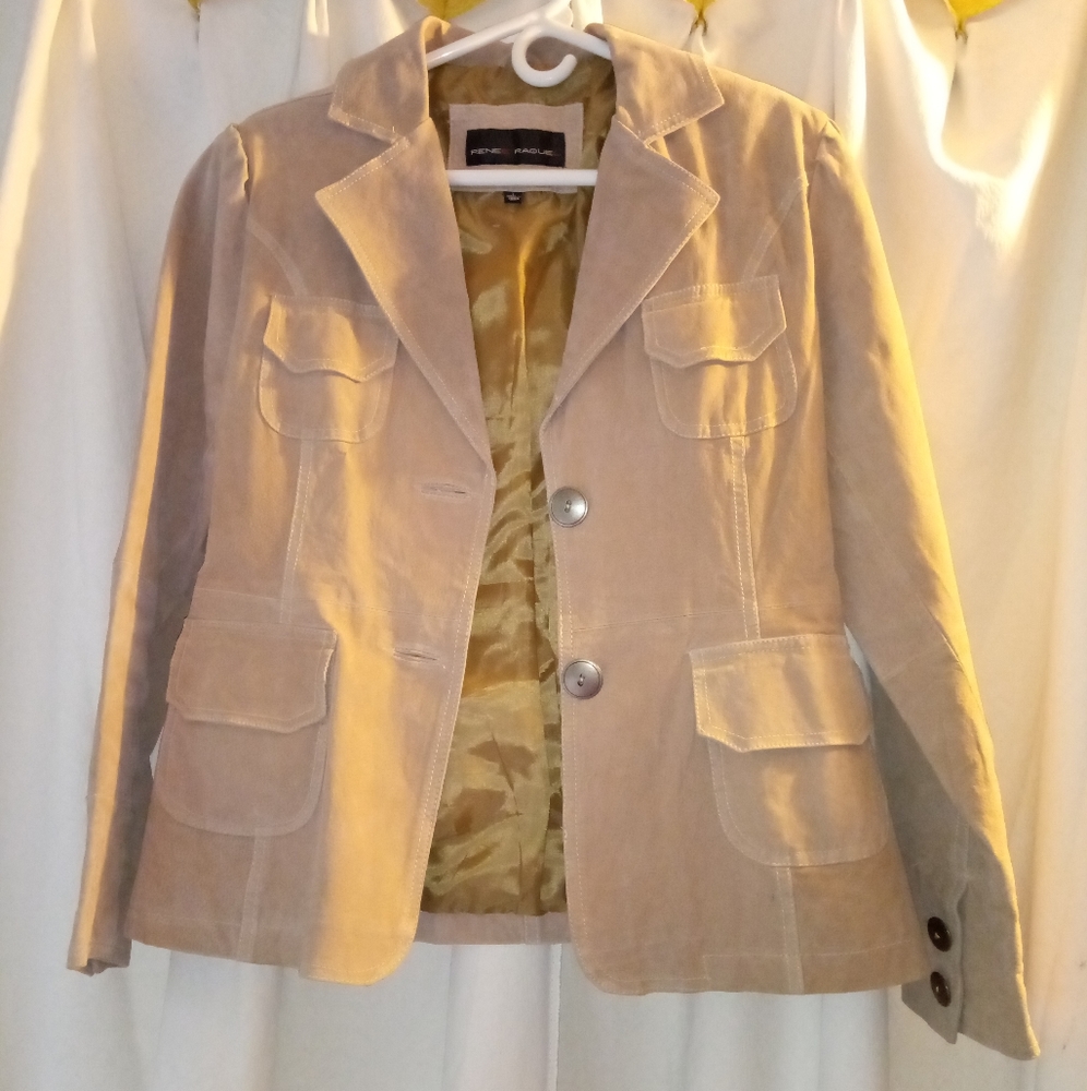 Renee Raquel Suede Tan Camel Leather Jacket Size Large